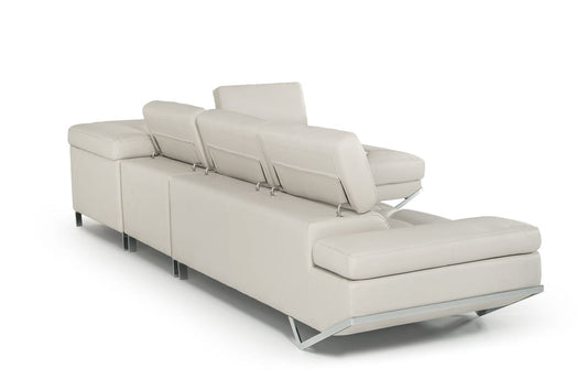 Divani Casa Quebec Modern Light Grey Eco-Leather Large Sectional Sofa
