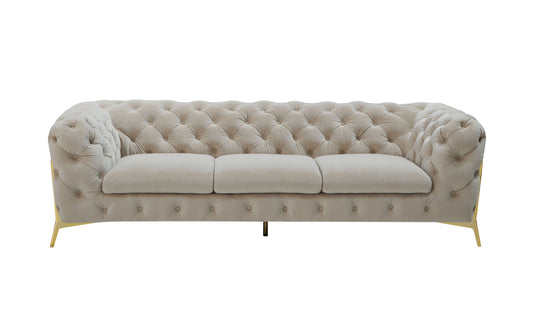 Divani Casa Quincey - Transitional Beige Velvet Sofa