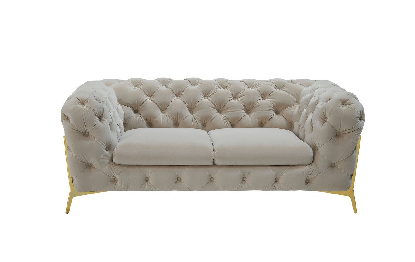 Divani Casa Quincey - Transitional Beige Velvet Loveseat