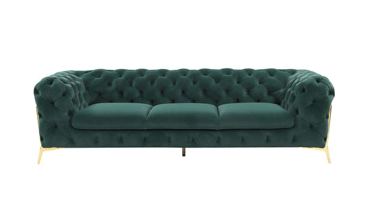 Divani Casa Quincey - Transitional Emerald Green Velvet Sofa