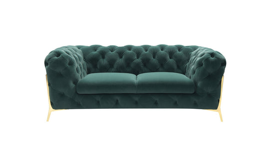 Divani Casa Quincey - Transitional Emerald Green Velvet Loveseat