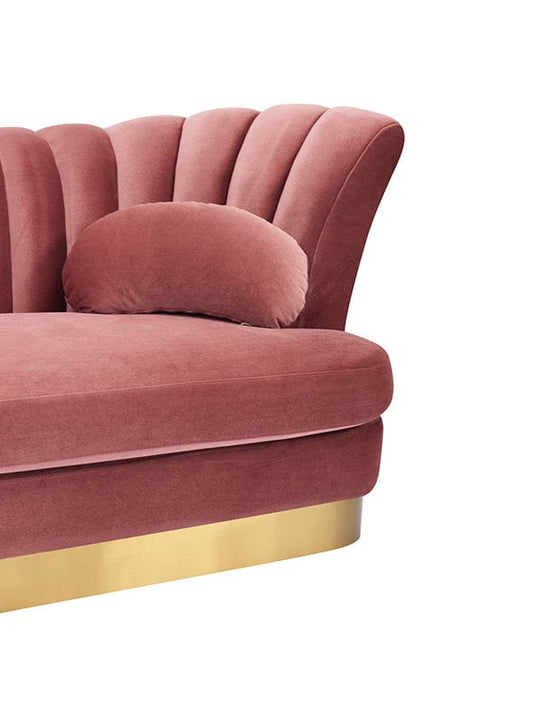 Divani Casa Arvada Modern Pink Velvet & Gold Loveseat Chaise