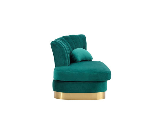 Divani Casa Arvada Modern Green Velvet & Gold Loveseat Chaise