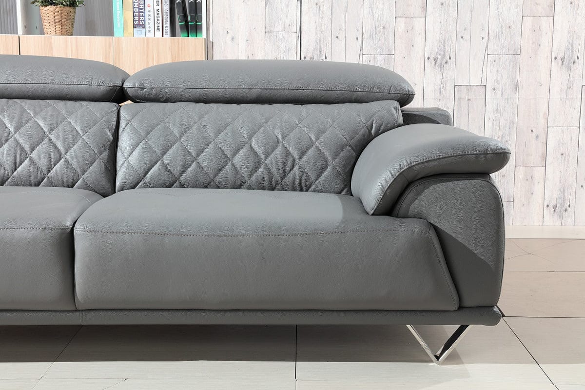 Divani Casa Wolford Modern Grey Leather Loveseat