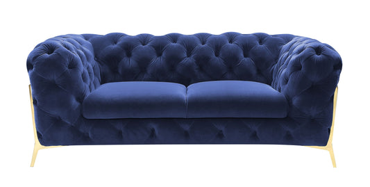 Divani Casa Sheila - Transitional Dark Blue Fabric Loveseat