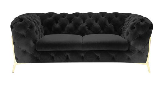 Divani Casa Sheila - Transitional Black Fabric Loveseat