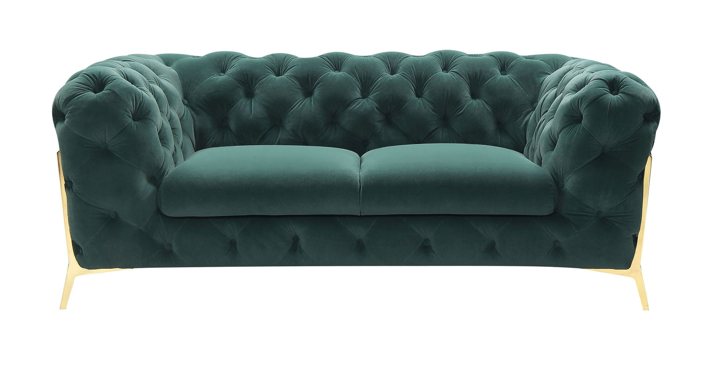 Divani Casa Sheila - Transitional Emerald Green Fabric Loveseat