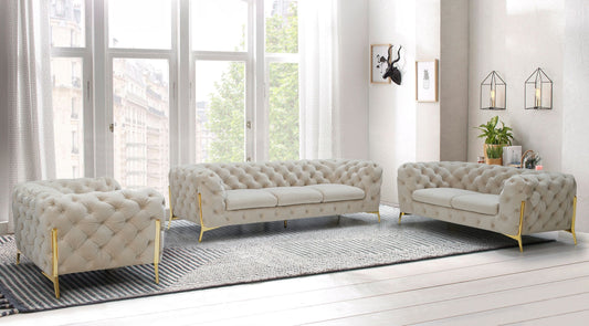 Divani Casa Sheila - Transitional Beige Fabric Sofa Set