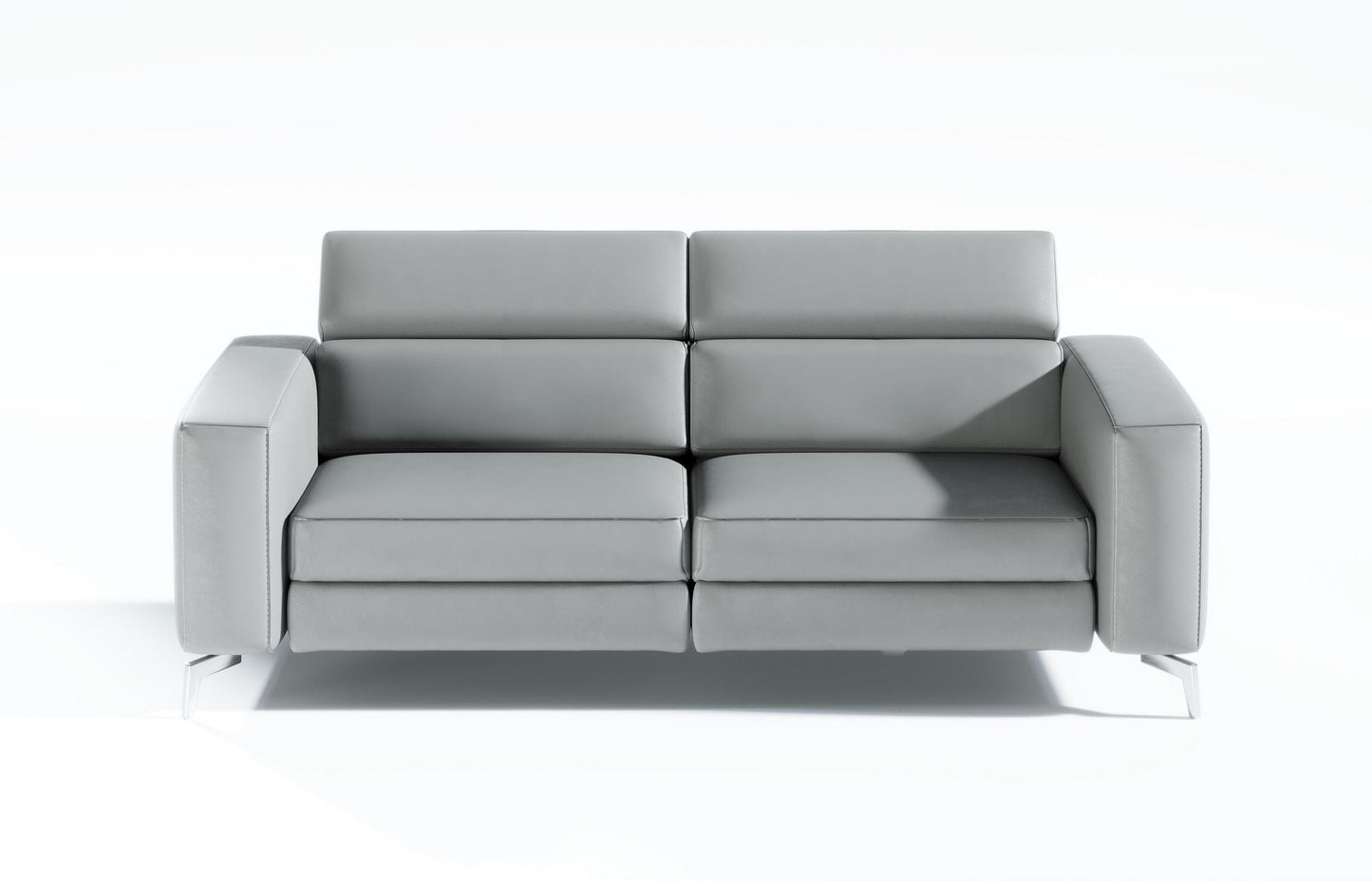 Coronelli Collezioni Turin - Grey Leather 2-Seater 91" Recliner Sofa