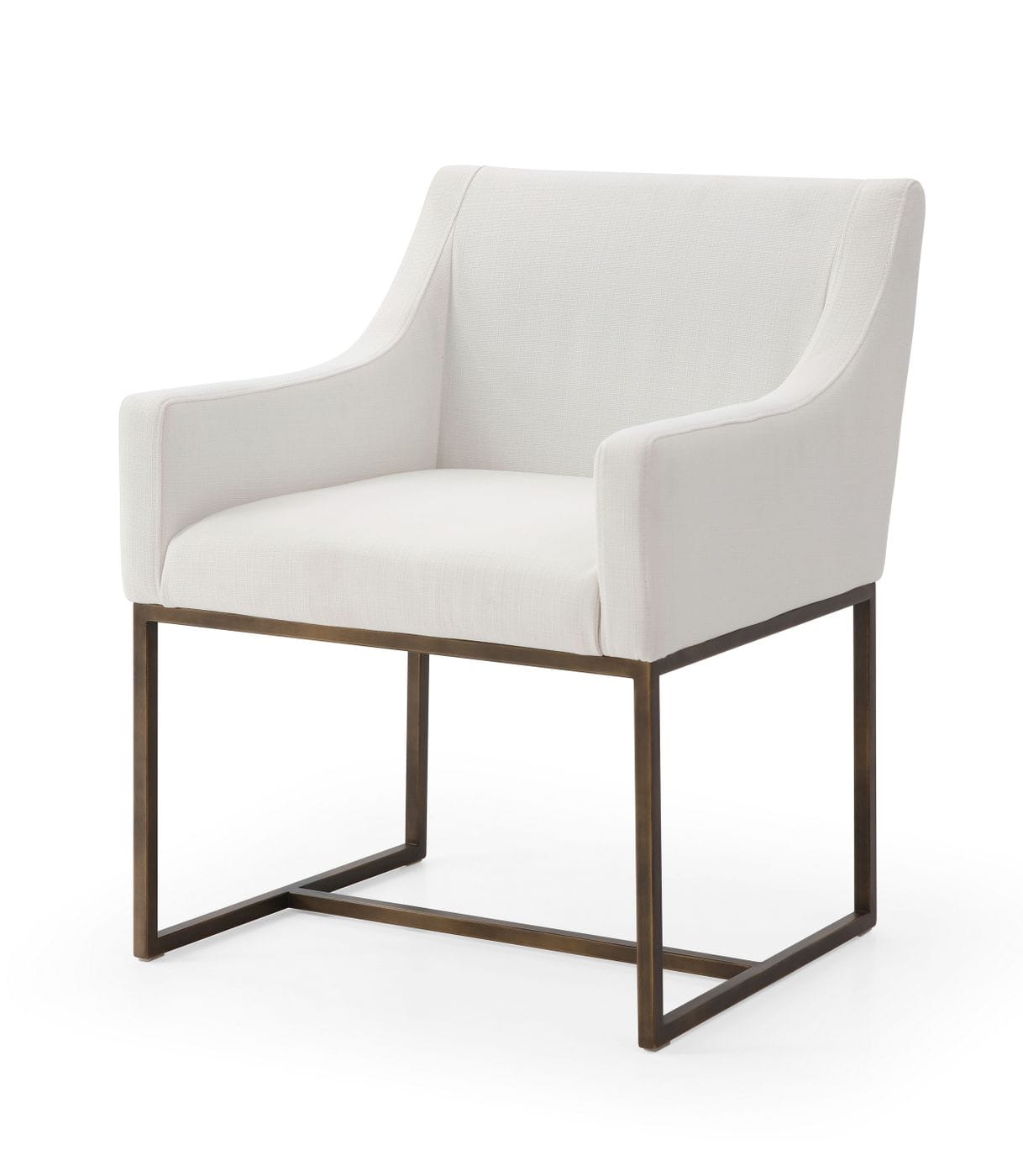 Modrest Elijah - Modern Off White & Copper Antique Brass Dining Chair