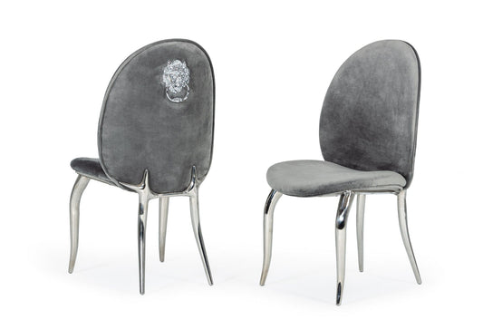 Modrest Vince - Glam Grey Velvet Dining Chair Set of 2