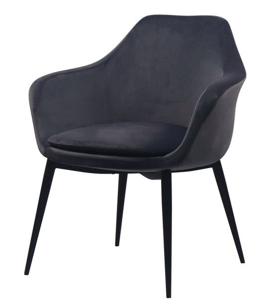 Modrest Wilson - Modern Grey Velvet & Black Dining Chair
