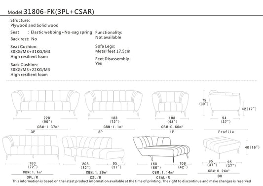 Divani Casa Morton Modern Red Fabric Sectional Sofa