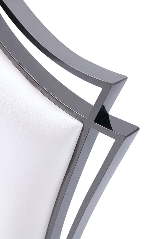 Modrest Bonnie Transitional White Leatherette & Black Stainless Steel Dining Chair (Set of 2)