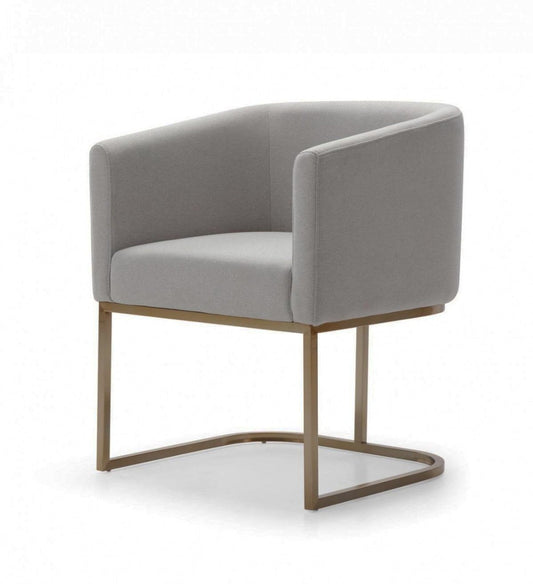 Modrest Yukon - Modern Medium Grey Fabric & Antique Brass Dining Chair